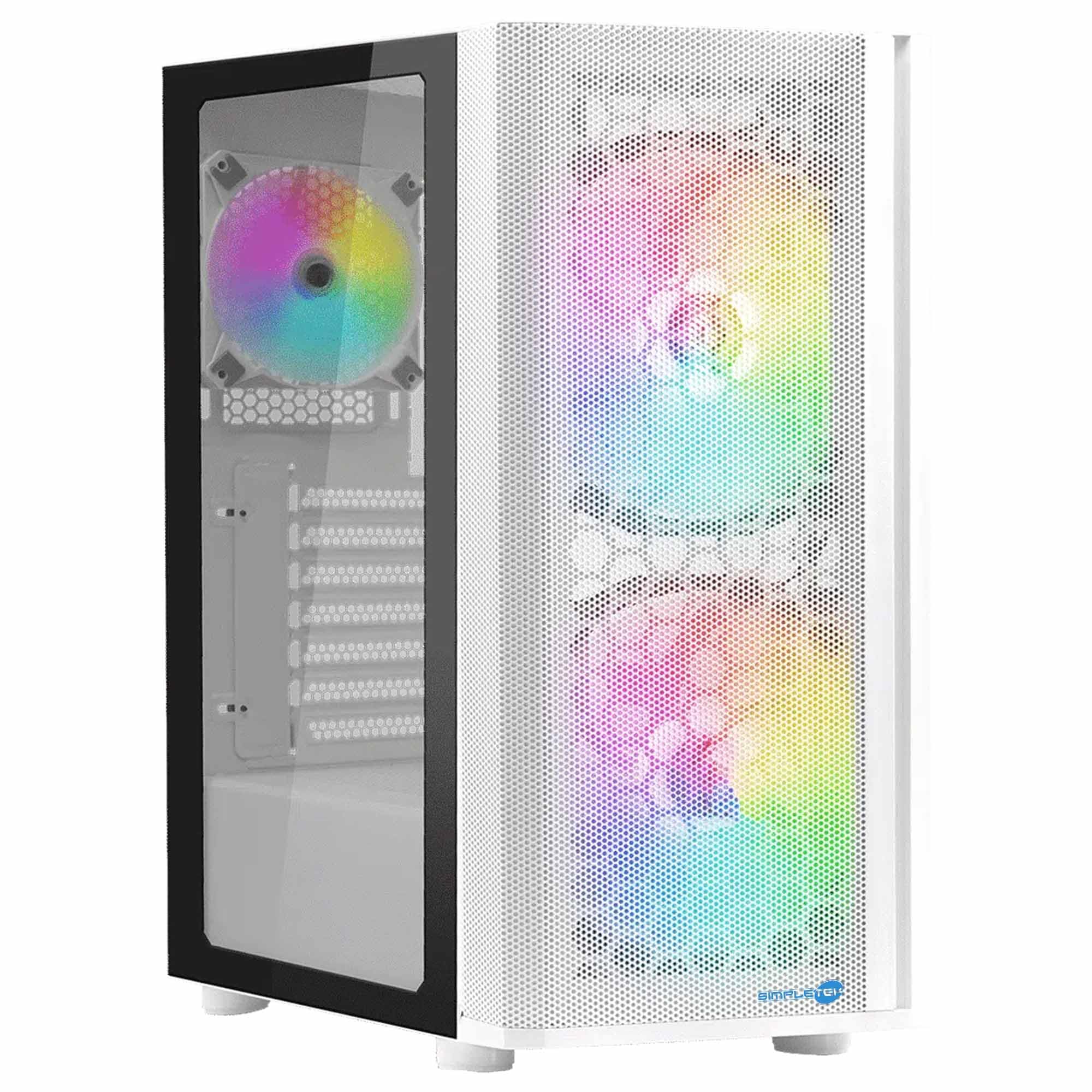 SIMPLETEK - Case Telaio RGB Bianco - Compatibile con Noua Orizon M111 | E-ATX m-ATX mini-ITX ATX - 2x 3.5" - 1x 2.5" | Senza alimentatore