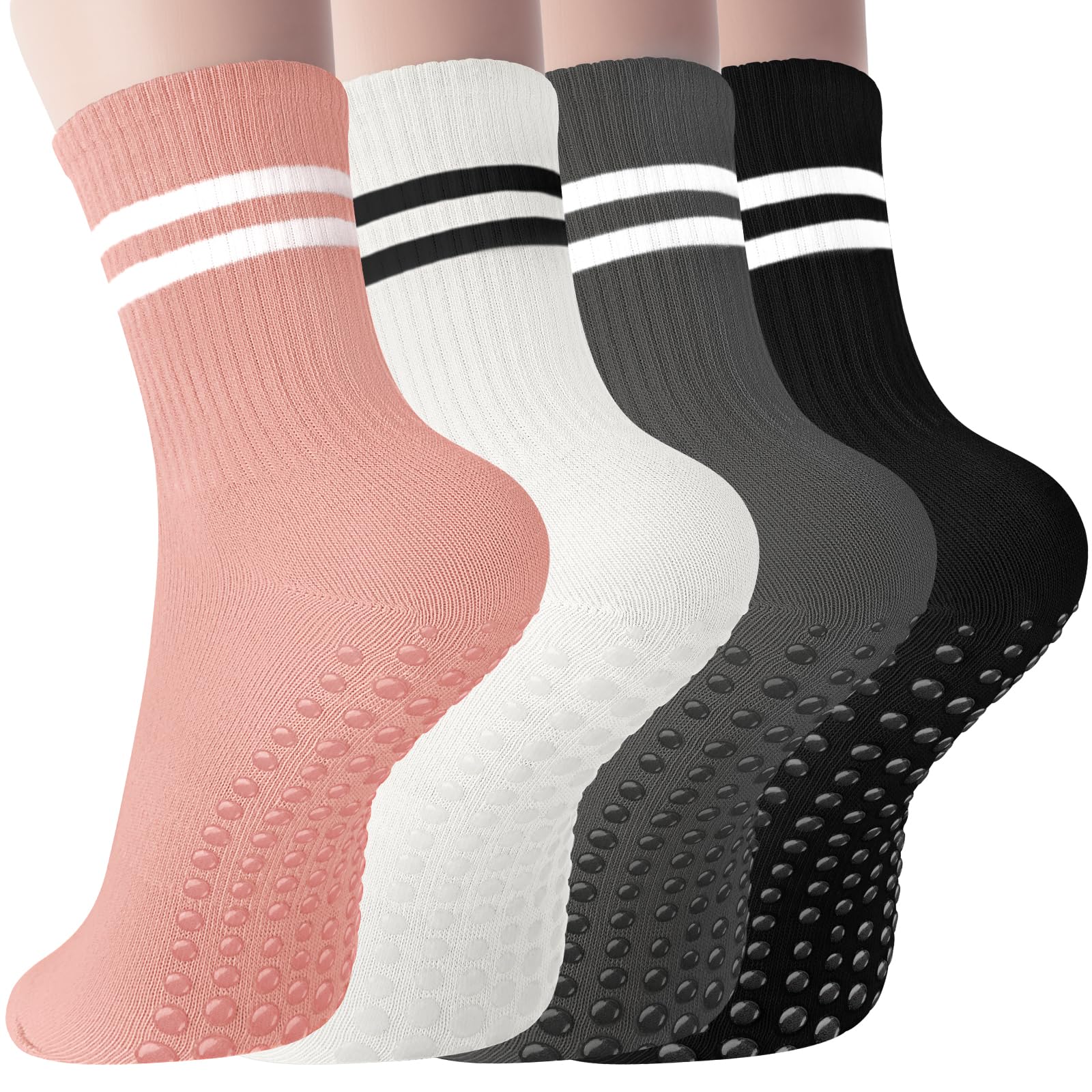 SWturK Pilates Socks with Grips for Women Long Non-Slip Yoga Grippy Socks for Barre，Ballet，Dance & Hospital，Anti-Skid Workou