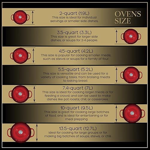 Miniatura 6 de ROSSALLINI Signature - Horno holandés de hierro fundido esmaltado, olla antiadherente con tapa ajustada para asar, hornear, saltear y hacer pan