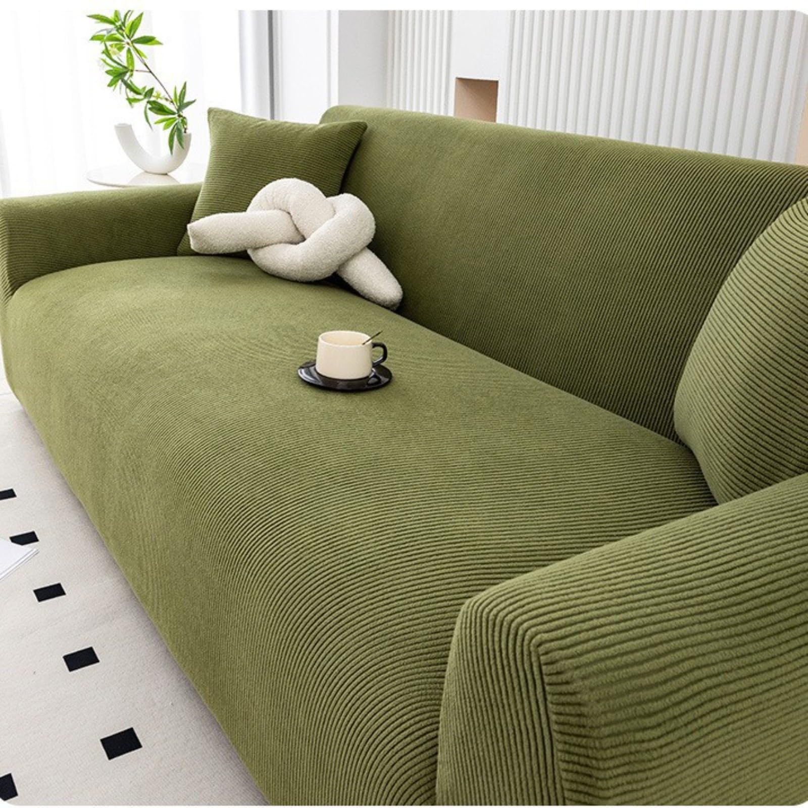 Générique Housse de Canapé Extensible Imperméable en Velours Côtelé, Protection Antidérapante et Lavable pour Salon avec Chiens et Chats, Adaptée aux Canapés 1 2 3 4 Places