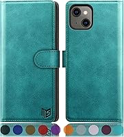 Vista 10 de SUANPOT para iPhone 13 (No 13Pro) 6.1 pulgadas 5G con bloqueo RFID Funda de billetera titular de tarjeta de crédito, Libro Flip Funda de cuero PU
