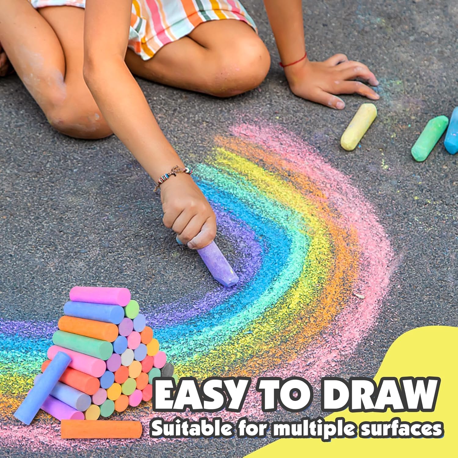 200 gessetti sidewalk in 20 diversi colori, atossici e lavabili, per attività all'aperto, scuole e parco giochi