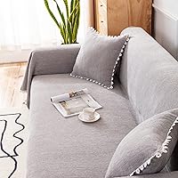 Vista 192 de VClife funda boho de sofá de felpilla para sofá seccional, funda antideslizante para sofá de 2 plazas, protector para mascotas con borlas, funda