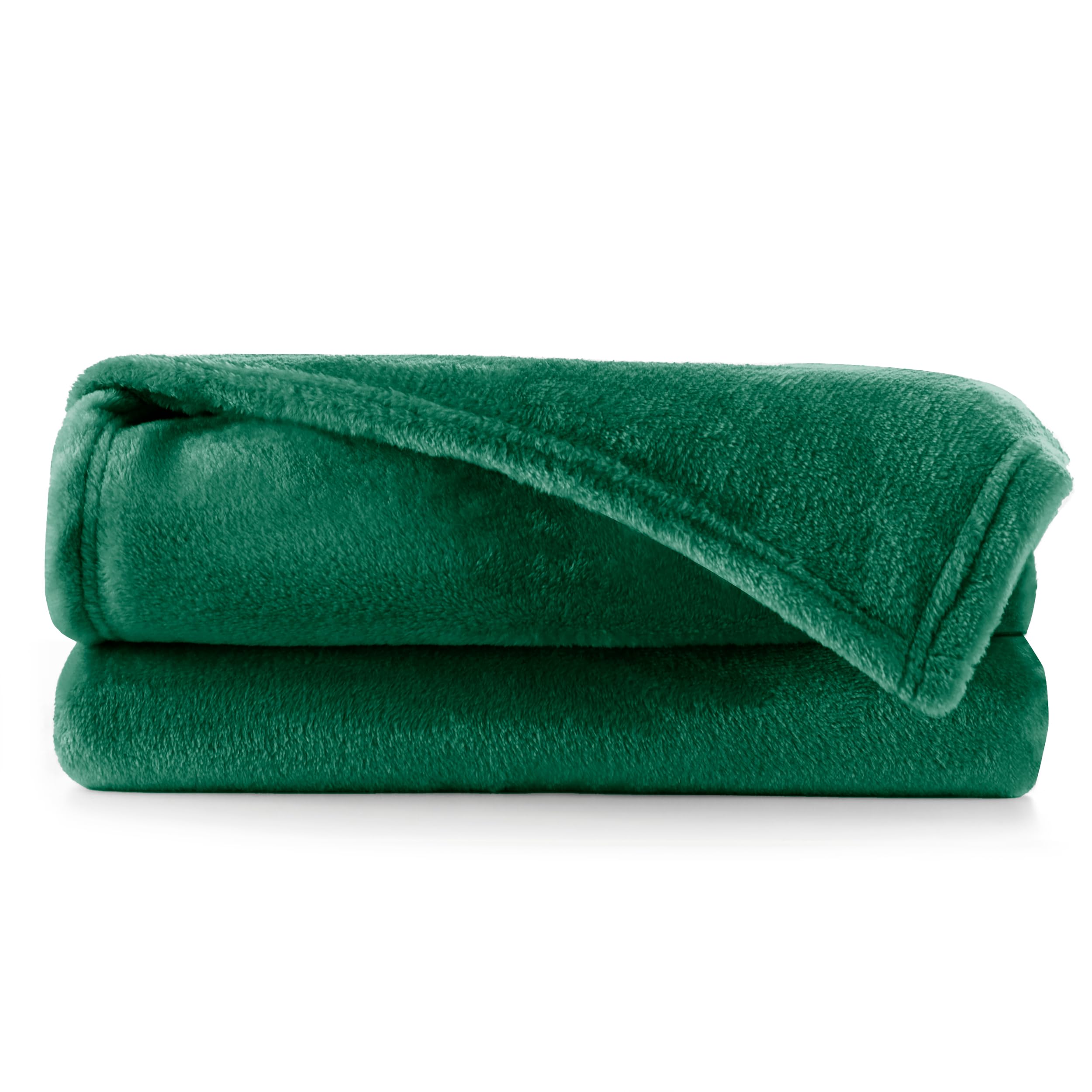 DecoKing Microfibre Fleece Blanket 150 x 200 cm Extra Soft and Warm Monocolour Mic Green Bottle