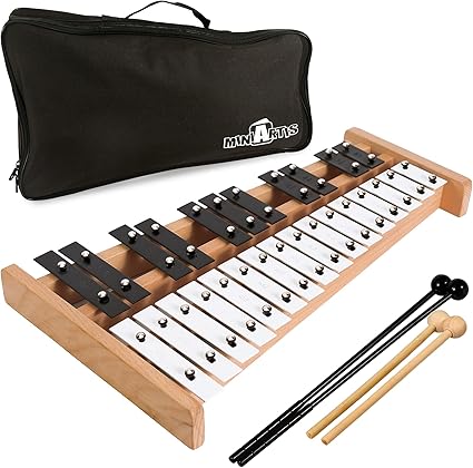 MINIARTIS Glockenspiel Xylophone | Full Size Glockenspiel Xylophone 27 Note Metal Keys for Adults & Kids | Percussion Musical Instrument Includes 2 Wooden Beaters and Carry Case