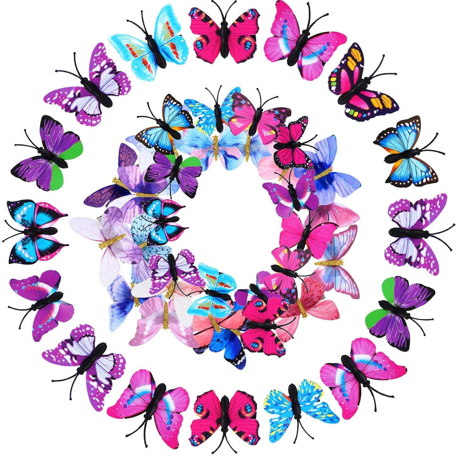 42 Pieces Butterfly Hair Clips Colorful Butterfly Barrettes 3D Glitter Butterfly Hair Accessories for Women Girls Teens Party Favors (Classic Patterns)
