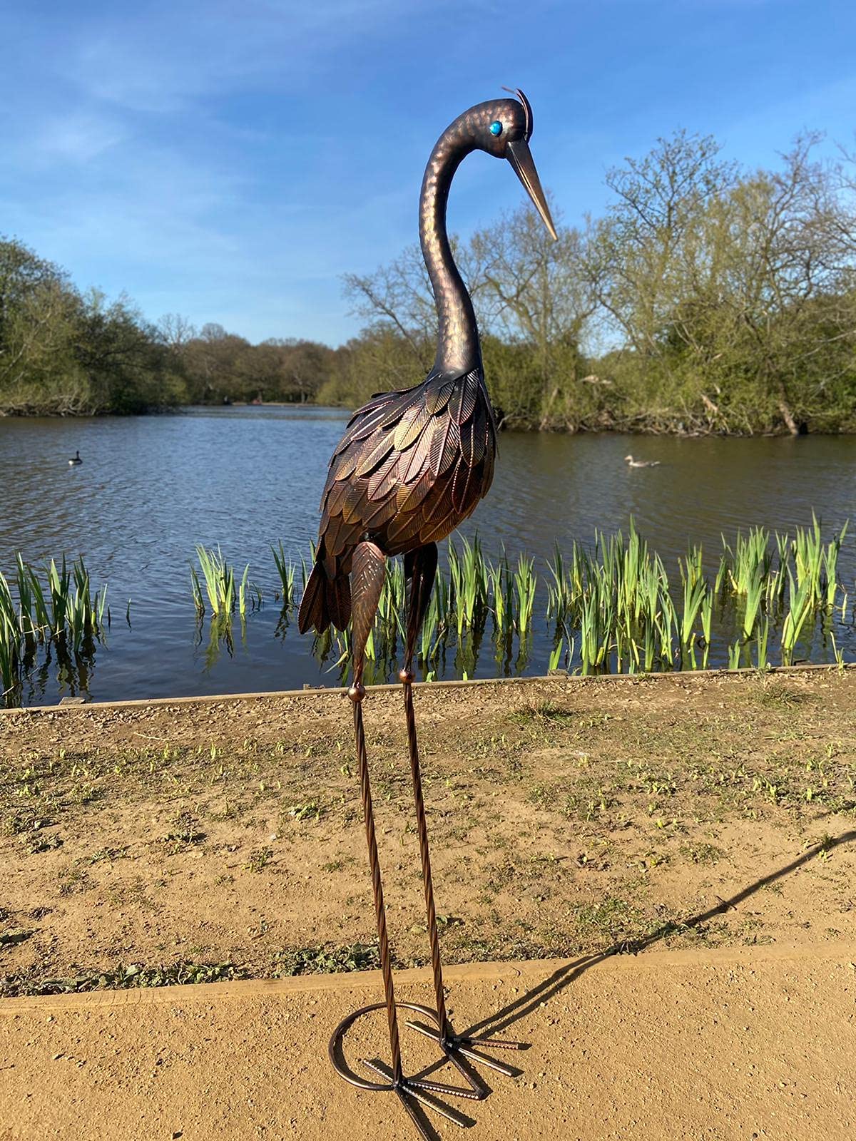 Marissa's Garden & Gift Bronze Metal Crane Bird Garden Statue 107Cm Tall