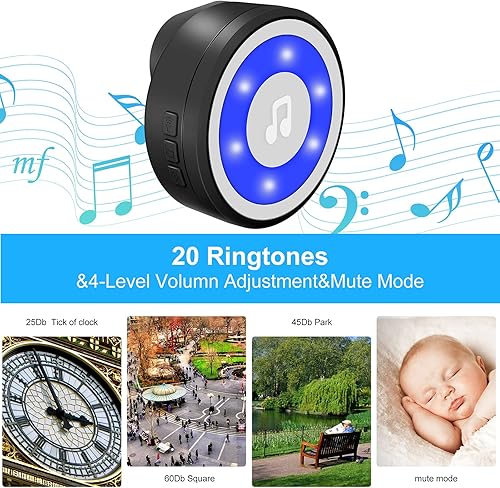 Miniatura 4 de Timbre inalámbrico para perro, campanas de perro para entrenamiento de orinal IP65, impermeable, botón táctil, timbre de 1000 pies de largo alcance