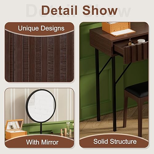 Miniatura 4 de UEV Mesita de noche blanca con almacenamiento, muebles decorativos de madera y metal, mesa auxiliar pequeña para dormitorio, apartamento, rincón