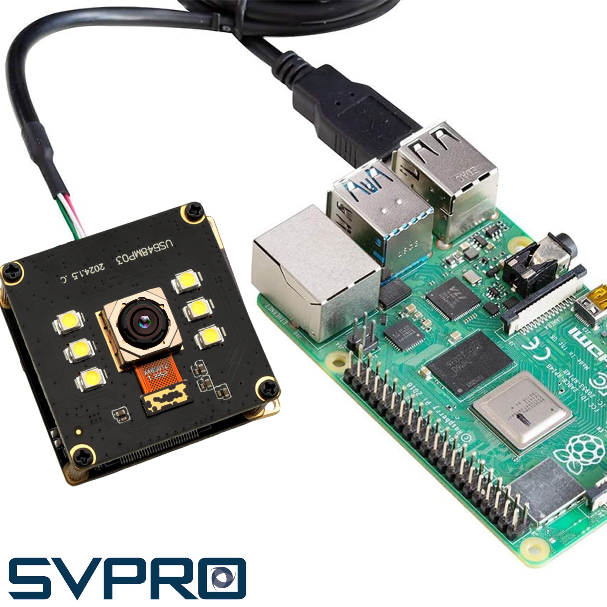 SVPRO 48MP Autofokus USB Kameramodul mit Licht, USB Webcam Board Nachtsichtkamera für Computer, Industrielle Machine Vision Kamera 8000x6000 Pixel Lightburn Kamera für Linux Anroid Board Jetson Nano
