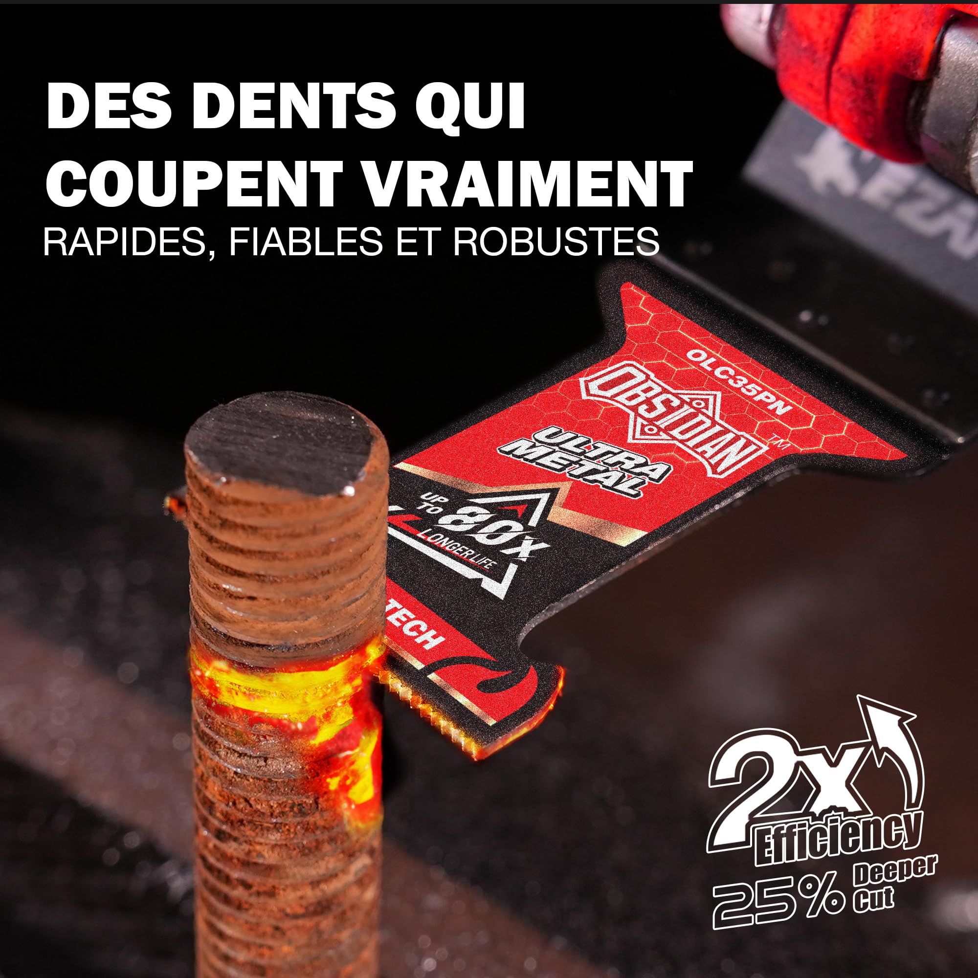 EZARC Lame Scie Oscillante en Carbure d'obsidienne TiAlN (Pro), Lame Multifonction pour Métaux durs, Clous, Boulons et vis, outil Multifonction Oscillant Universel, lot de 3