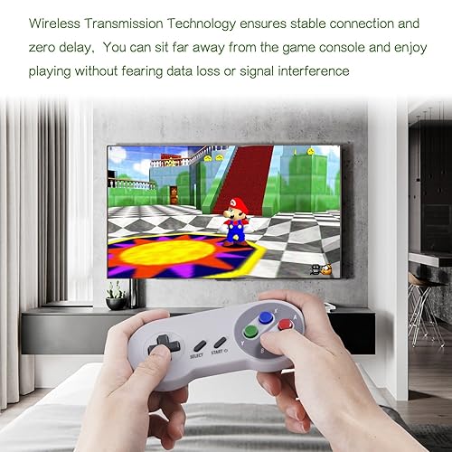 Miniatura 3 de 2 unidades de controlador USB inalámbrico de 2,4 GHz compatible con juegos de SNES, controlador USB SNES retro para PC clásico super para Windows PC