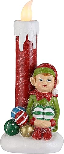 Miniatura 2 de Mr. Christmas Decoración navideña nostálgica de elfo de vela, verde