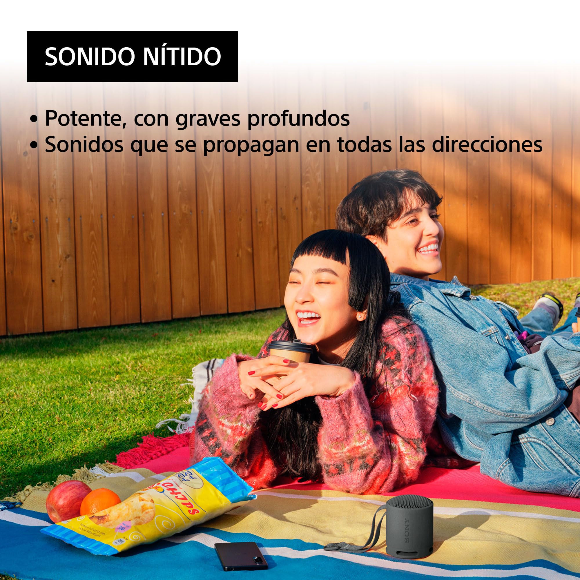 Sony Altavoz Bluetooth SRS-XB100, Ligero, Compacto, Altavoz Resistente al Agua y al Polvo IP67, hasta 16 h de batería, Correa Adaptable, Negro - 3