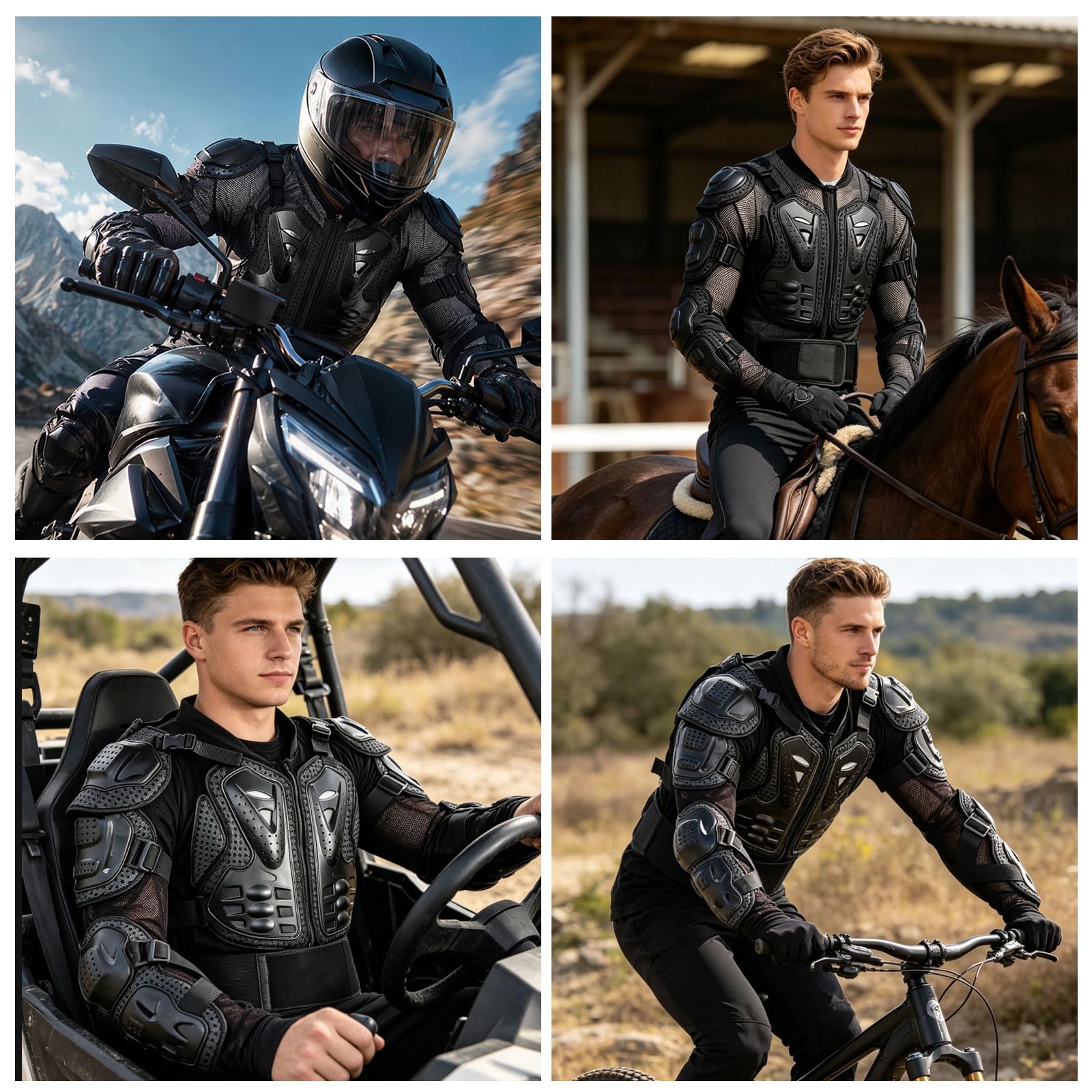 Chaqueta de Protección Moto Pro, Armadura Moto con Espaldera y Protector de Pecho, Chaqueta Moto con Protecciones para Hombre y Mujer, Scooter MTB Enduro Motocross