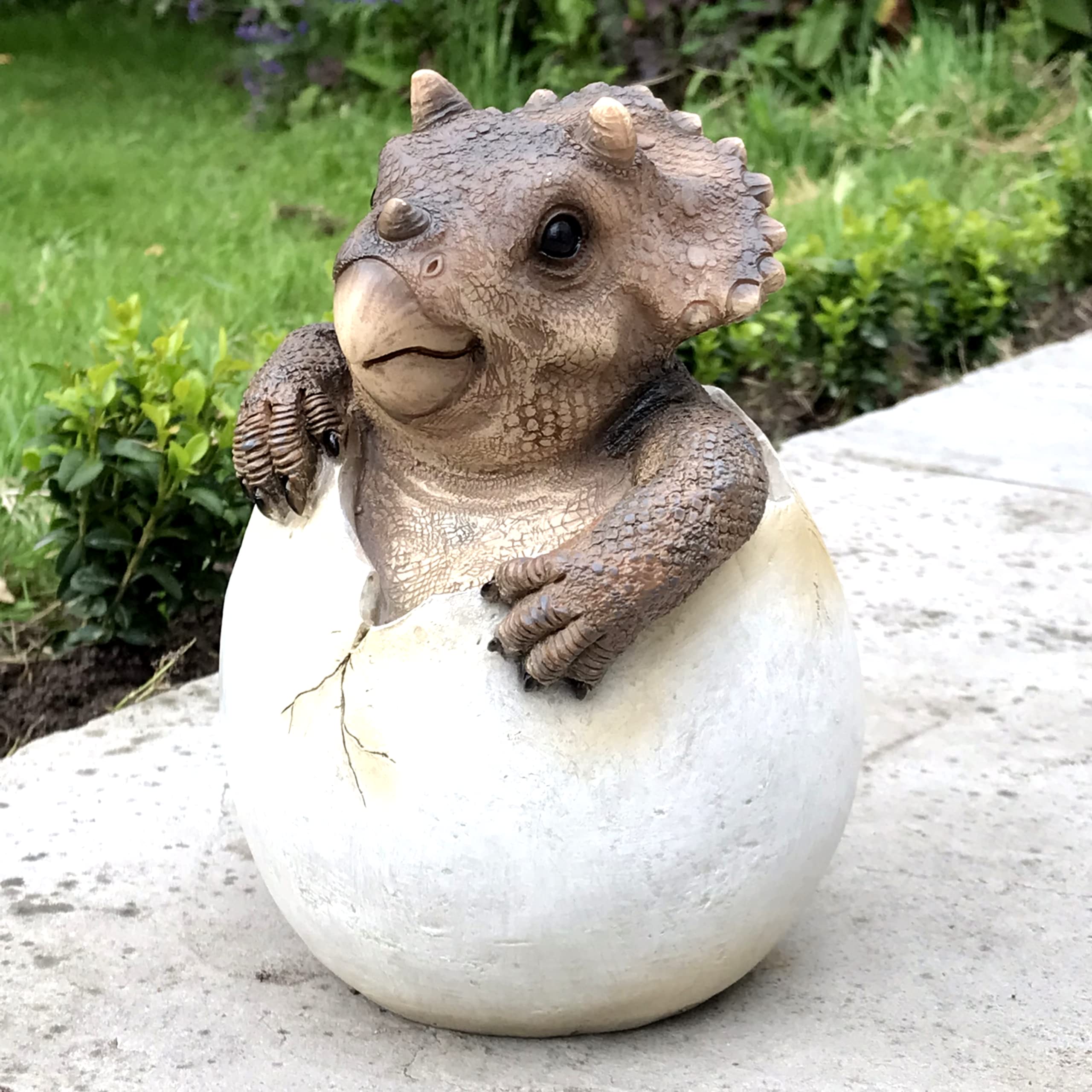 Animal Crackers Green,Brown Triceratops Brown Dinosaur Hatching From Egg Ornament, Lovely Prehistoric Animal Lover Gift