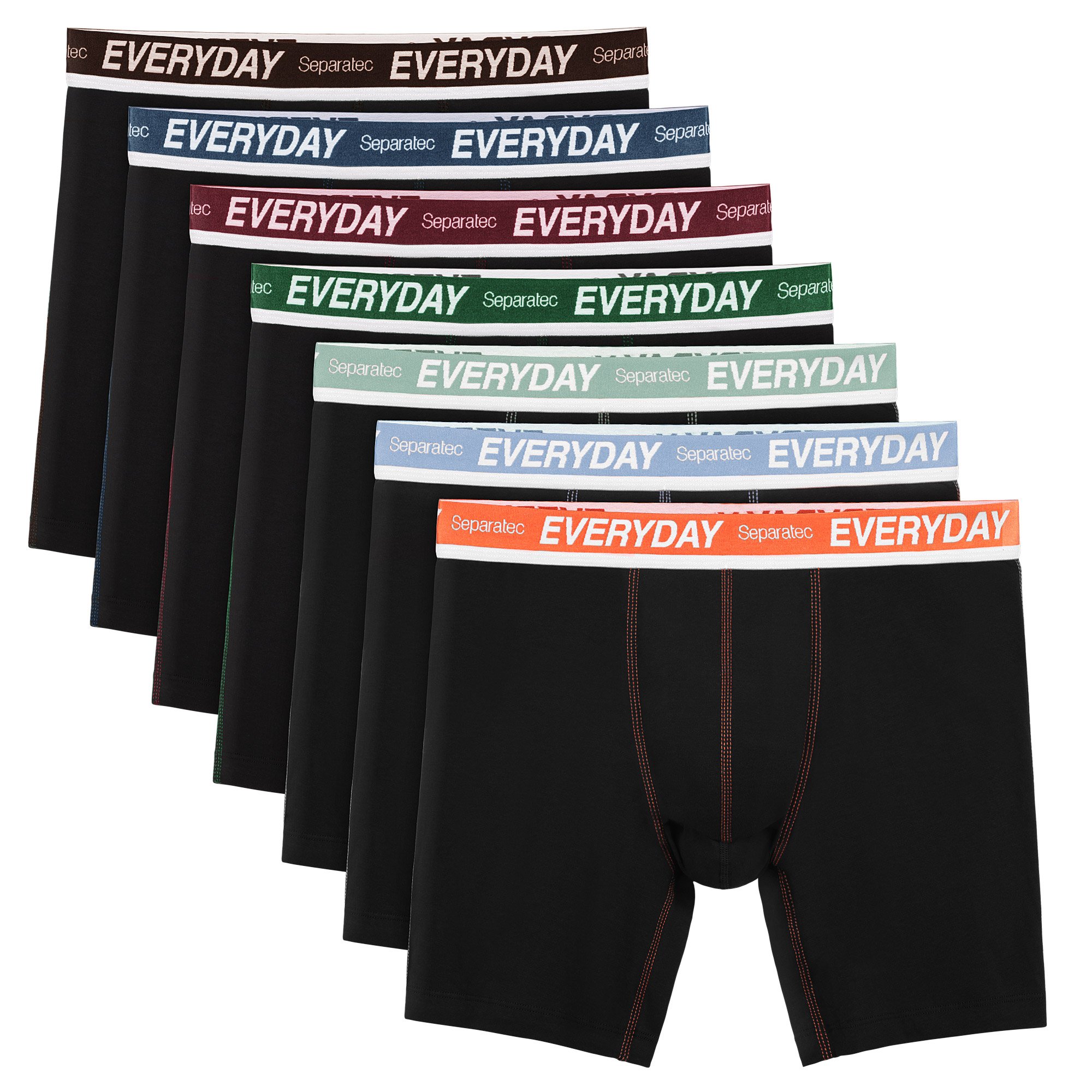 Separatec7 Pack Men's Boxer Briefs Breathable Soft Cotton Underwear Colorful Everyday Boxer Shorts Multipack with Supportive Dual Pouch
