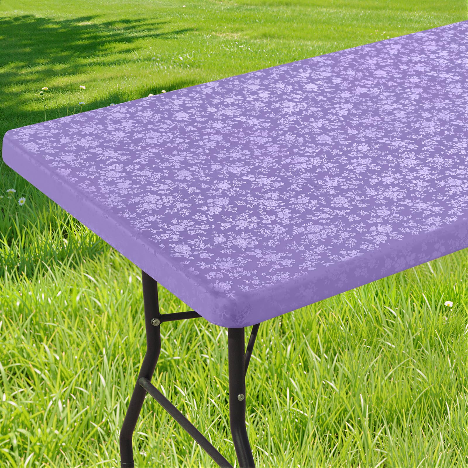 Smiry Heavy Duty Vinyl Fitted Tablecloths for 4 Foot Rectangle Tables