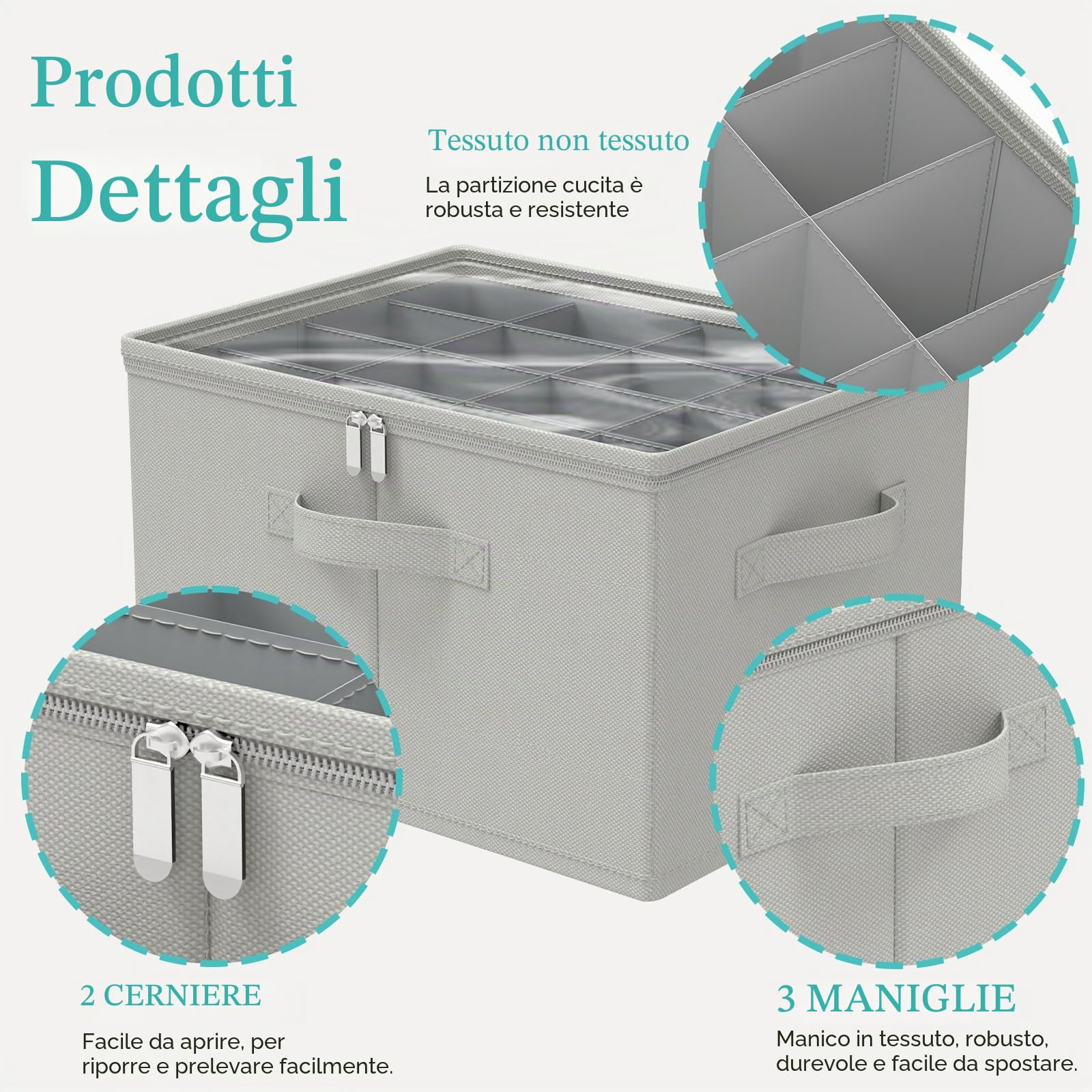 Scatole per Scarpe, Tessuto Scarpiera Salvaspazio con Copertura Trasparente, Shoes Organizer Pieghevole con 3 Maniglie, Adatto per 8-16 Paia, 53 x 42 x 33 cm, Grigio, XSNX01GL-1