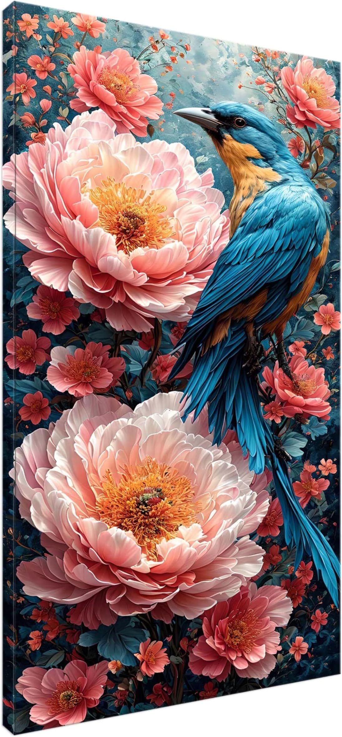 5D Diamond Painting Flowers And Birds, Large Diamond Painting Kits for Adults, DIY Full Drill Diamond Art Crystal Gem Art Crafts Paintings for Home Wall Decoration Gifts 48x24inch/120x60cm J-718