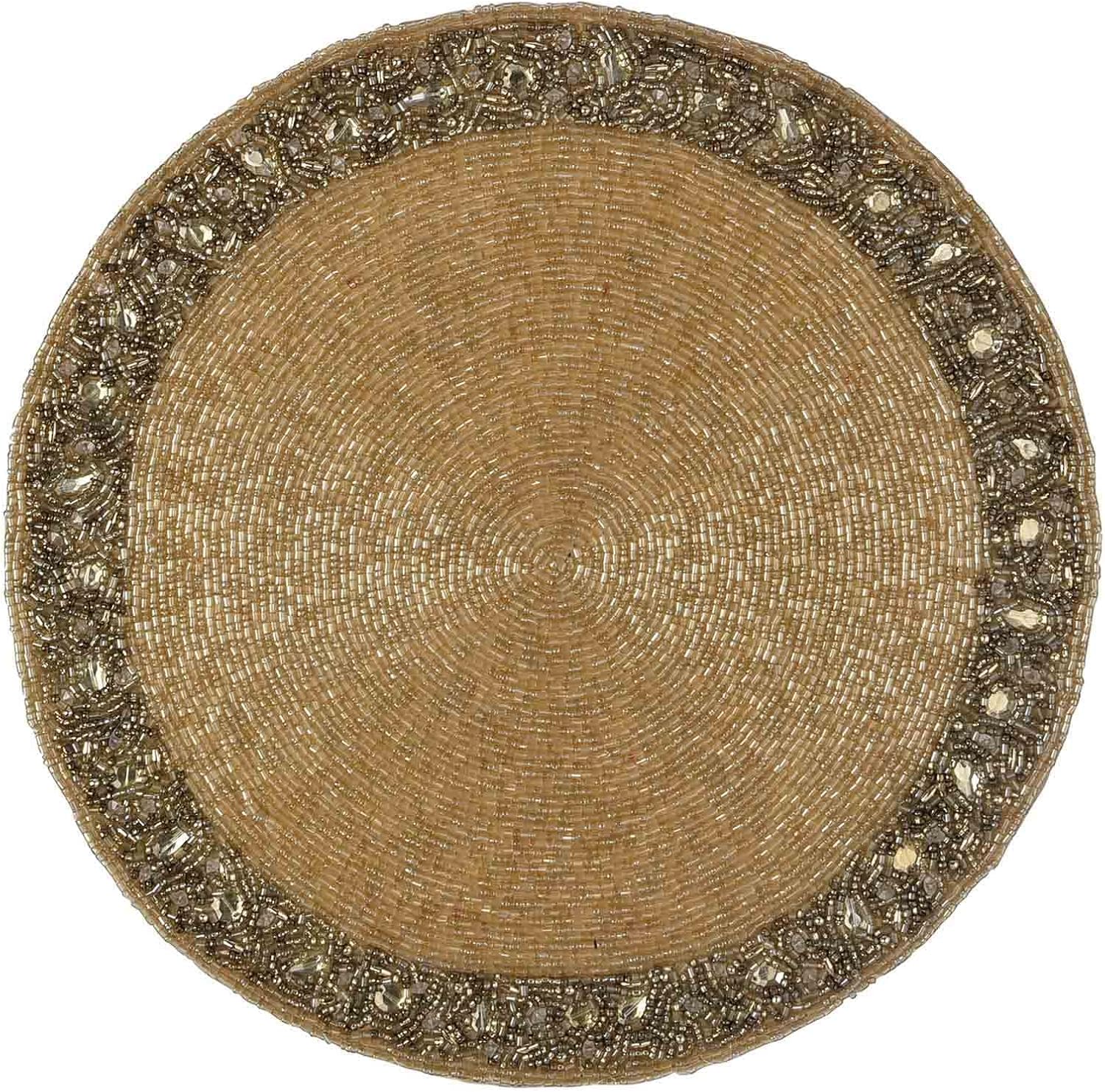 Trunkin' Set of 2, 14" Gold RingBling Embroidered Placemat Table Placemats for