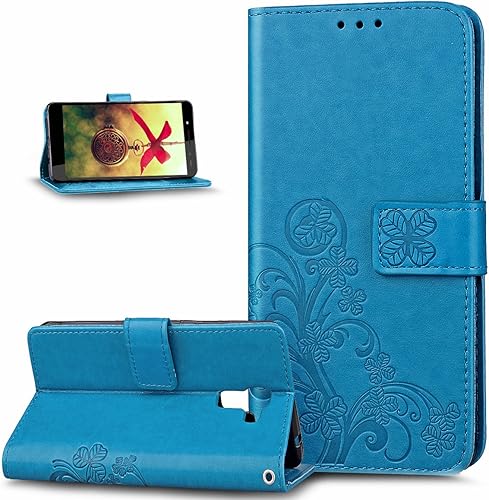 Kompatibel mit Huawei Honor HA lle Huawei Honor HandyhA lle PrA gung Klee Blumen LederhA lle Flip HA lle Cover Schale StA nder Wallet Case HandyhA lle SchutzhA lle fA r Huawei Honor 7 Klee Blumen Blau