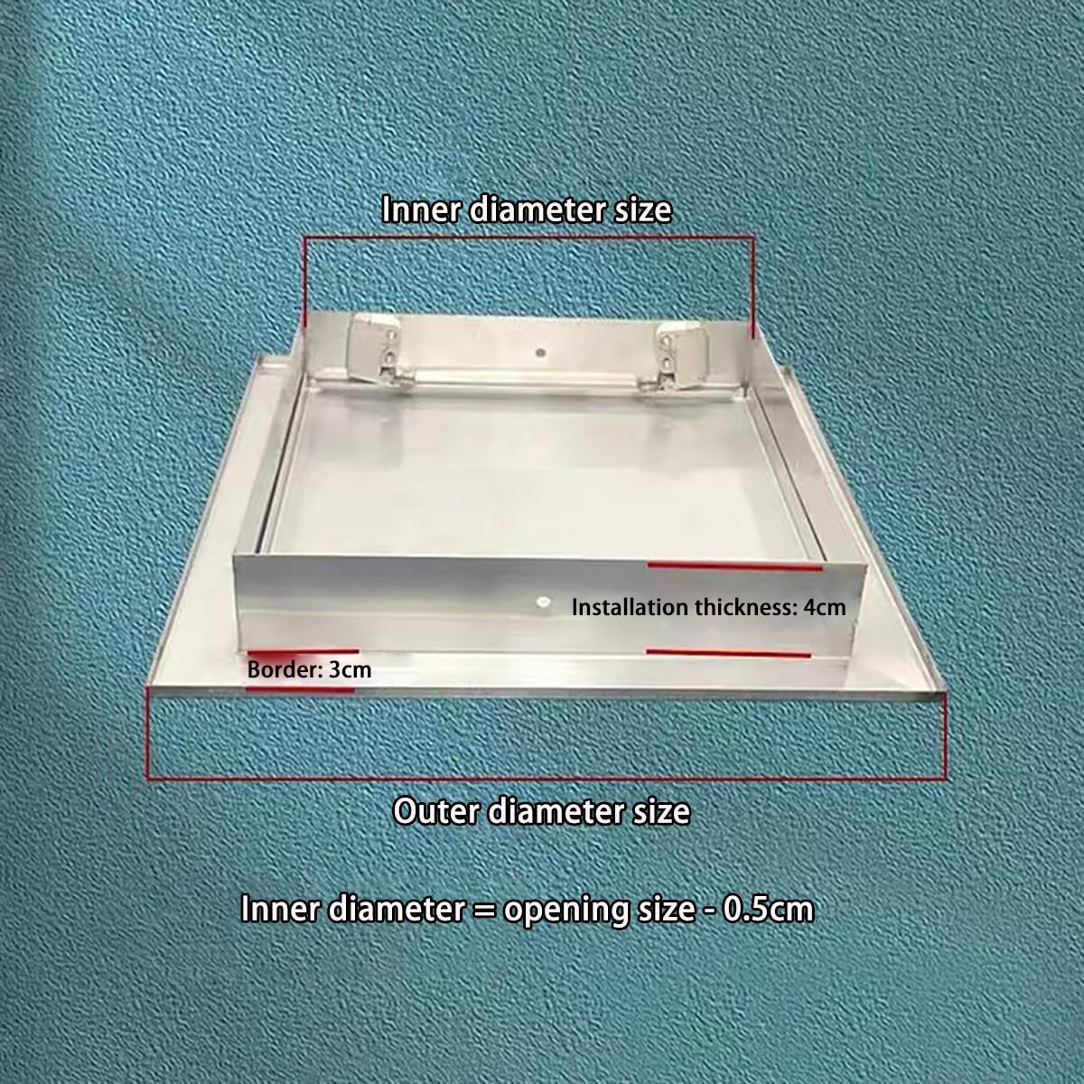 Zamykana pokrywa włazu inspekcyjnego, szczotkowana stal nierdzewna, drzwi wejściowe na poddasze i ściany, 50 x 60 cm, do instalacji wodno-kanalizacyjnych i serwisowych, trwałe i bezpieczne