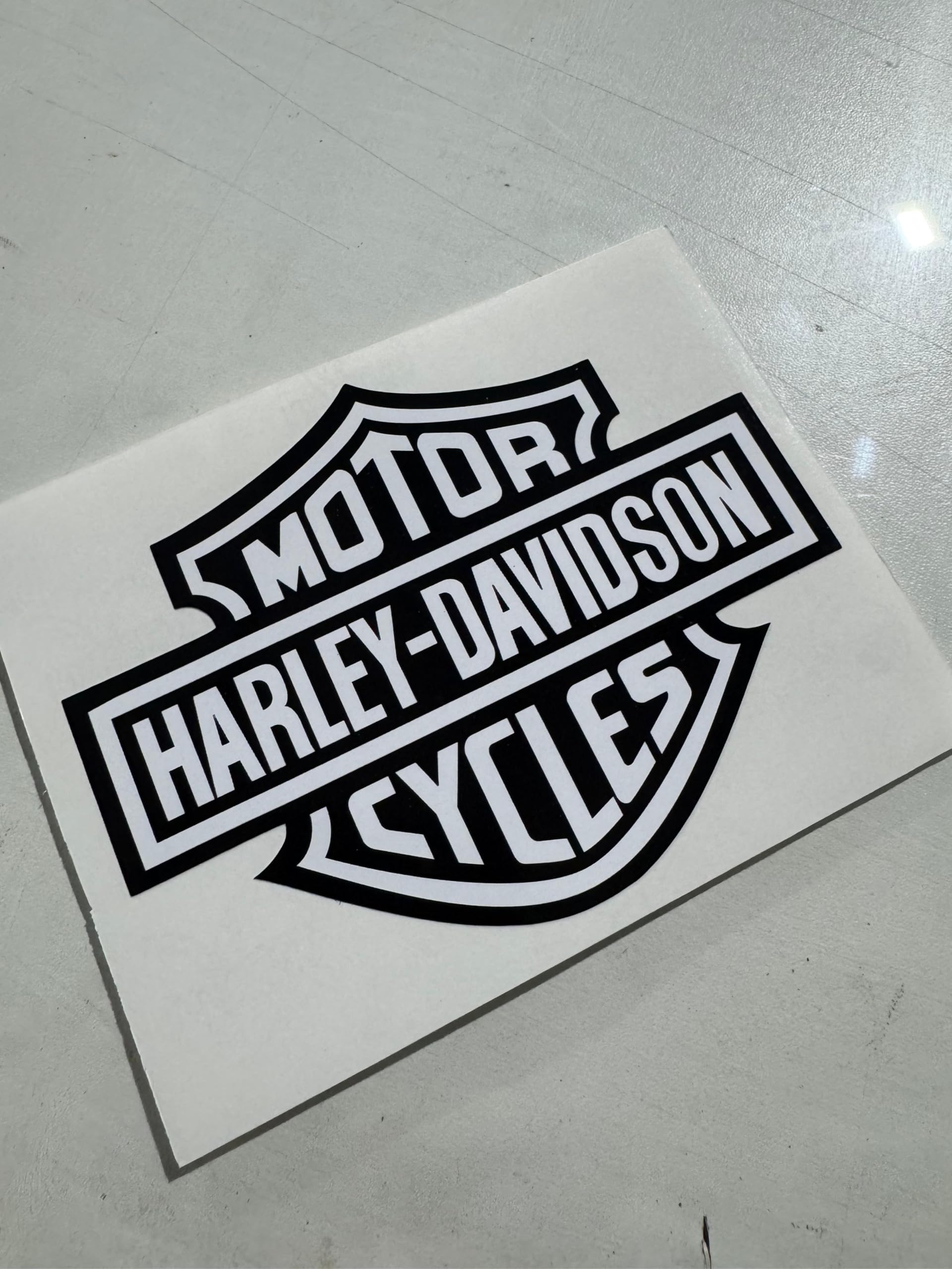 Custom 7"x5" Motorcycle Shield Decal Sticker - Choose Any Color & Finish - Fits Harley Windshields & More
