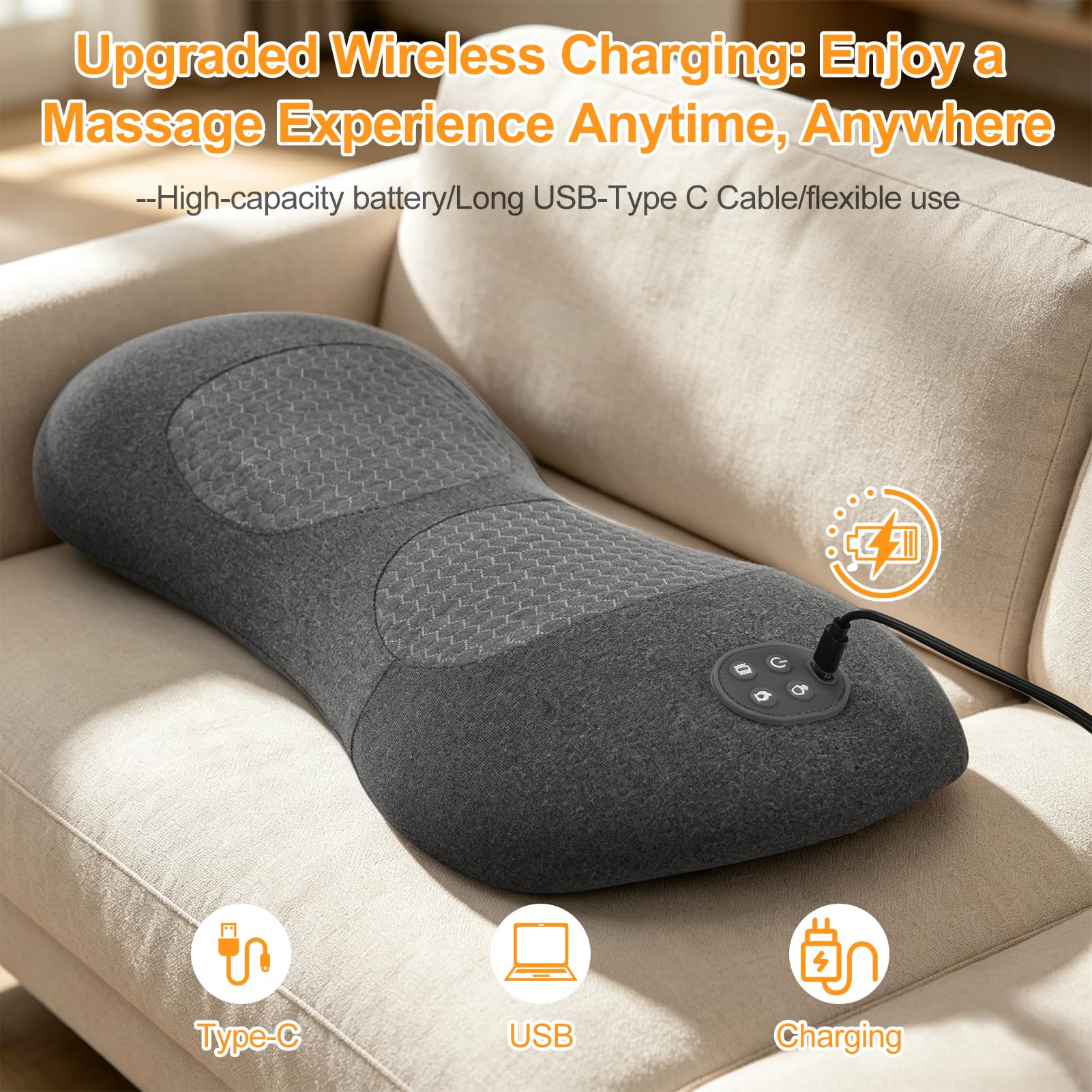 3 In 1 Rückenmassagegerät, Massagegerät Rücken mit 3 Traktion, 3 Vibration und 3 Wärme Für Zuhause, Büro, Auto und unterwegs
