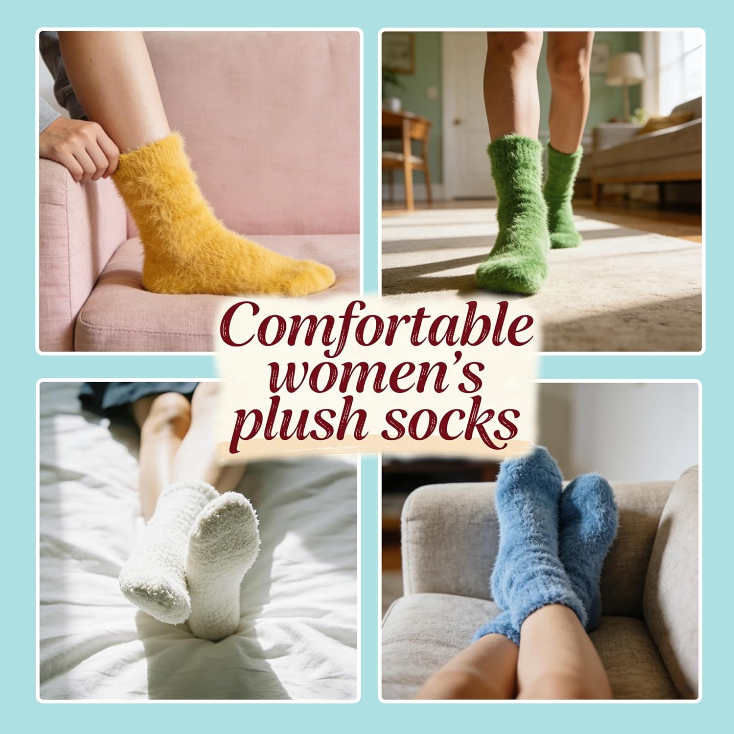 10 Pcs Fuzzy Socks for Women,Colorful Cozy Winter Sleep Warm Thick Plush Slipper Sleep Soft Sock for Holiday Gift - Image 2