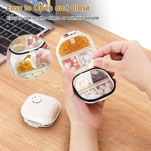 Miniatura 5 de Zannaki Pastillero portátil pequeño semanal organizador de pastillas, bonito pastillero a prueba de humedad para bolsa de bolsillo, mini bolsillo