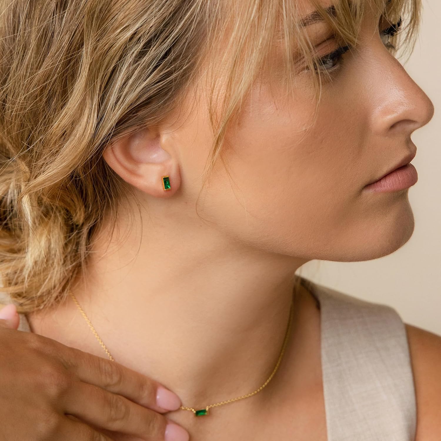 JSJOY Dainty Birthstone Stud Earrings for Women Tiny Birthstone Earring Birthday Gifts for Teen Minimalist Gold Earrings Valentine's Day Mother's Day Gifts for Mother Wife Girlfriend Her - Image 6