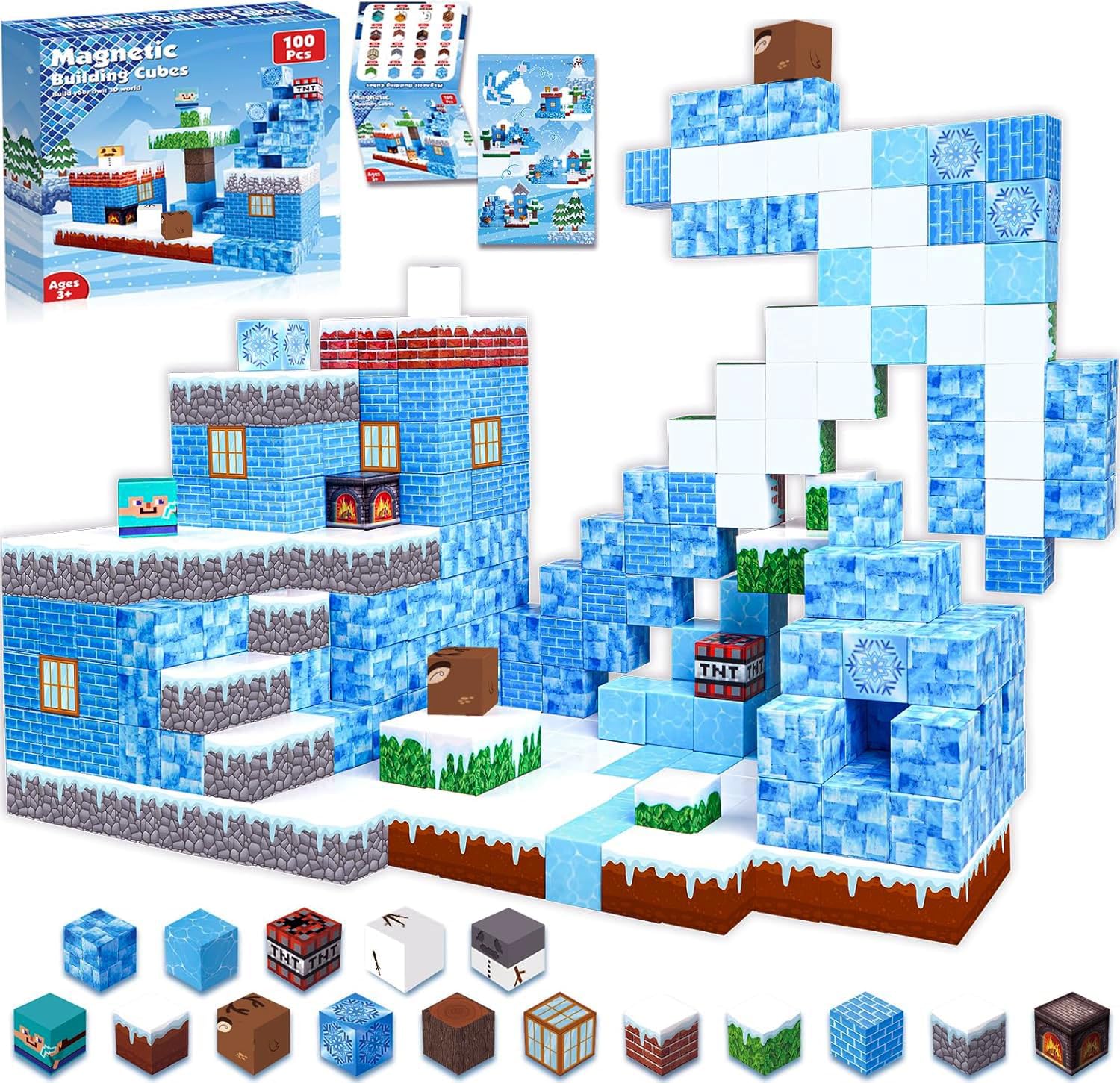 Goody King Magnetic Blocks - 100PCS Magnetic Blocks Castle Toys for Montessori Toddler Birthday Gifts - STEM Sensory Toys for 4 5 6 7 8 9 10 11 12Year Old Girls Boys