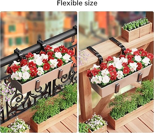 Miniatura 2 de Y&M 2 soportes ajustables para jardineras (6 a 12.5 pulgadas), soportes universales para ventana, ganchos de hierro resistentes para montaje en