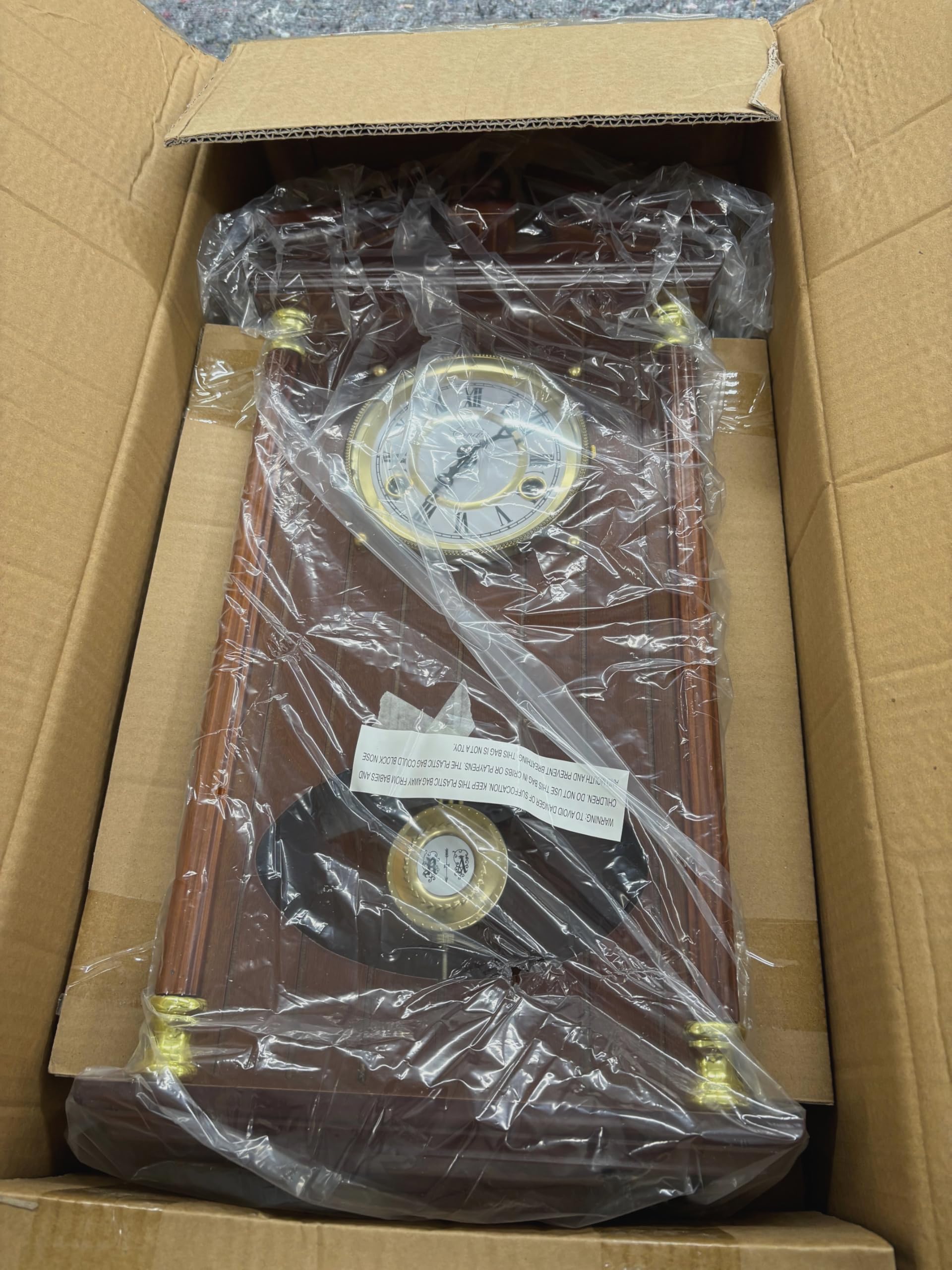 Reloj de Pared de péndulo 60x29x10cm, Reloj mecánico 31 dias, Suena Las Medias y Las Enteras, Espectacular, con Mueble, Sonido Gong