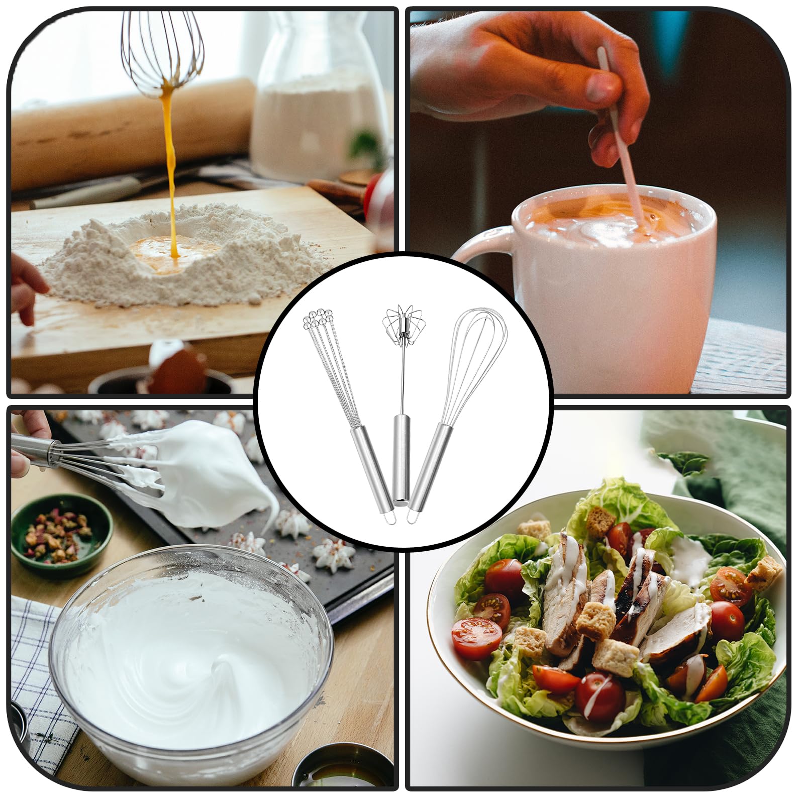 Fouet à Main En Acier Inoxydable Mélangeur Ballon Oeuf Batteur à
