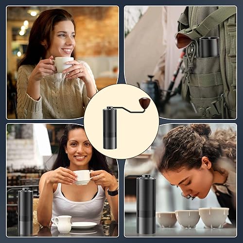 Miniatura 10 de Popsweeter Molinillo de café manual, rebabas de cono de acero inoxidable reemplazables de 7 celdas, cuerpo de una pieza de metal, ajuste de origen,