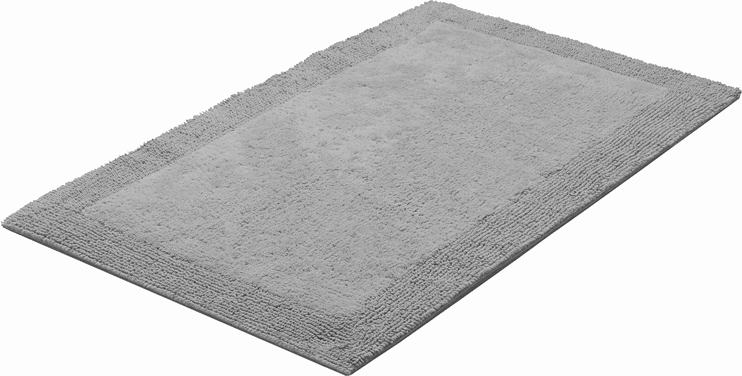 Grund organisch & beidseitig verwendbar Badteppich 100% Bio-Baumwolle, ultra soft, ÖKO-TEX-zertifiziert, 5 Jahre Garantie, LUXOR, Badematte 80x150 cm, kieselgrau