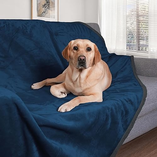 PETHUR Mantas impermeables para perros pequeños, manta lavable para protección del sofá, manta de forro polar Sherpa para cachorros reversible,