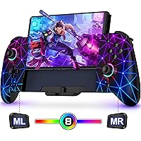 Vista 9 de NinABXY Hall Effect Joystick Controller for Nintendo Switch/OLED, Wireless One-Piece Handheld Switch Joypad - Macro, Ergonomic Grip, Turbo, Flame