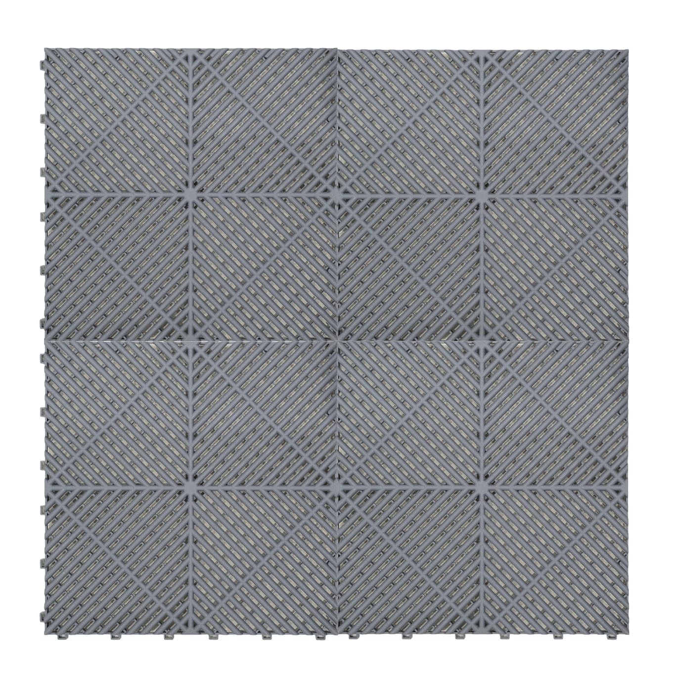Monstershop Grey Vented Garage Floor Tiles X 120 With Edges