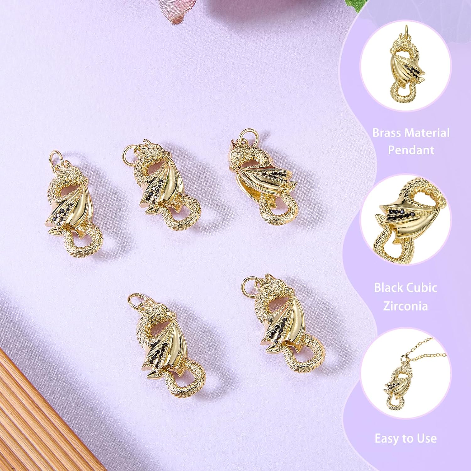 Charms for Jewelry Making Real 18K Gold Plated Cubic Zirconia Crystal Pendants for Earring Bracelet Necklace - Image 6