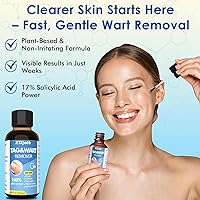 Vista 4 de Eliminador de verrugas con 17% de ácido salicílico, removedor de marcas cutáneas de acción rápida, tratamiento líquido para verrugas comunes