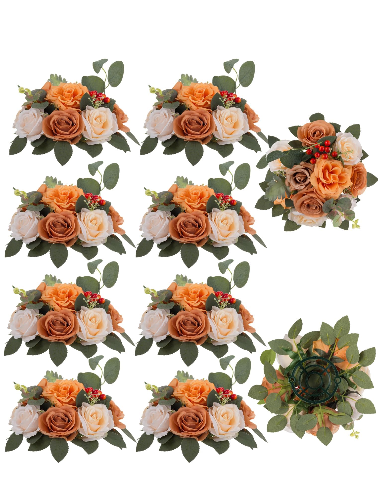 Roses bouquet fleurs artificielles de haute qualité orange 10 pcs