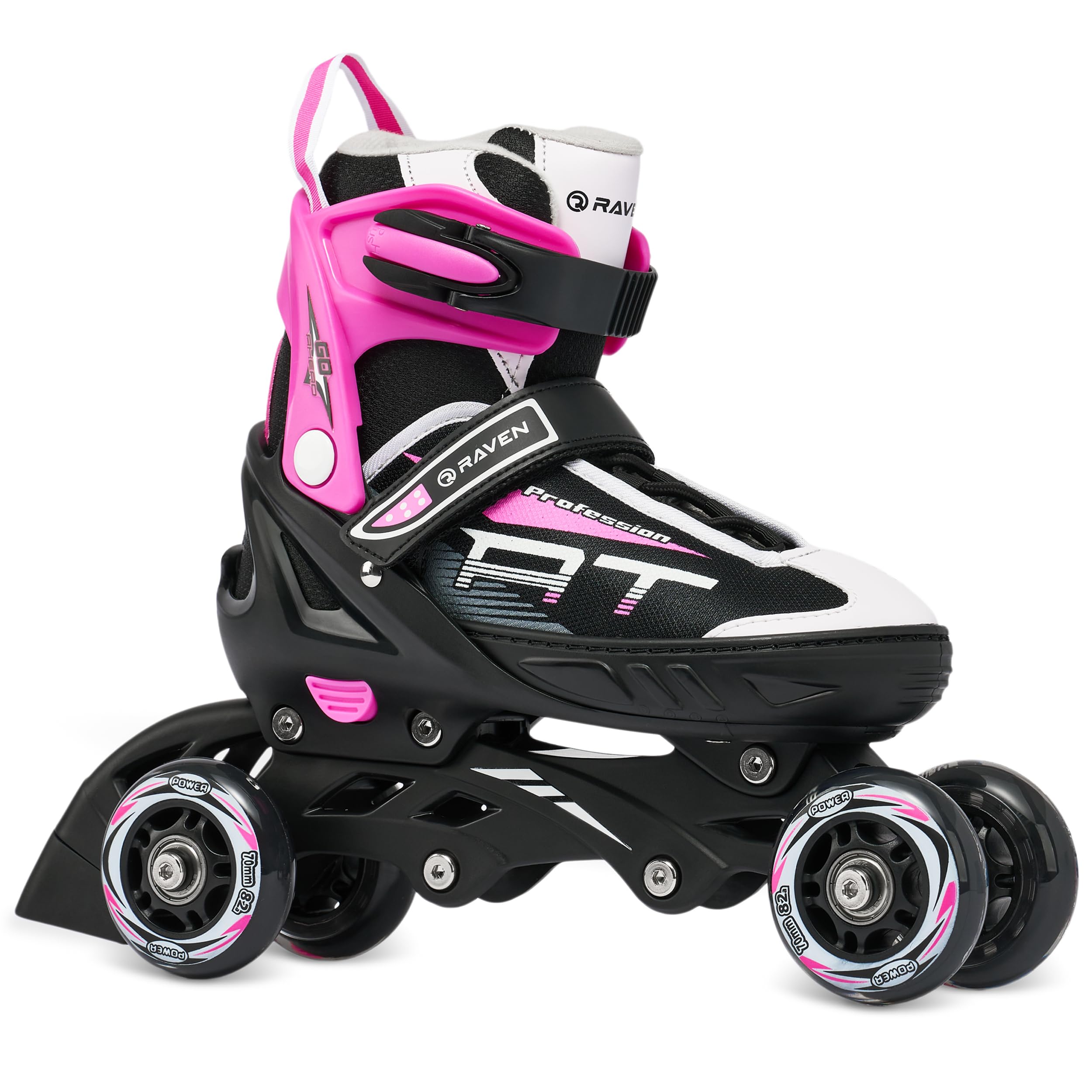 4 in1 pattini in linea/triskates/pattini/pattini da ghiaccio Raven PROFESSION Black/Pink regolabile