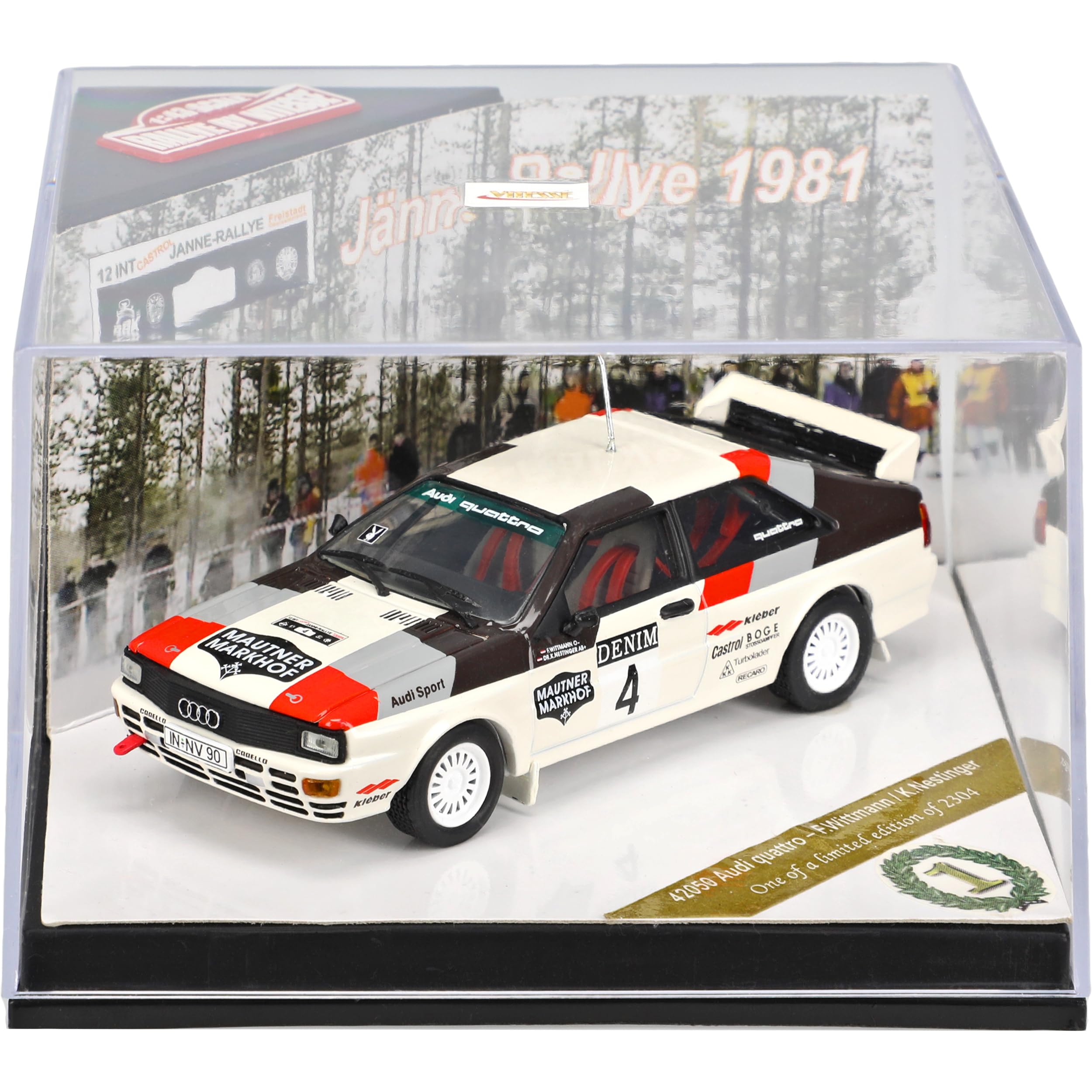 Vitesse Defekte Vitrine A*u*d*i Quattro F. Wittmann Nestinger 1981 Janne Rally 1/43 Modell Auto Modellauto Sonderangebot