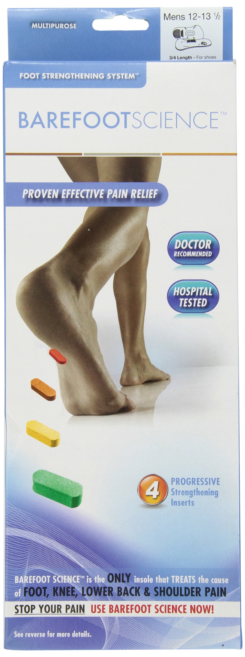 Barefoot Science Step Multi Purpose Insoles, 3/4 Length, Size XL