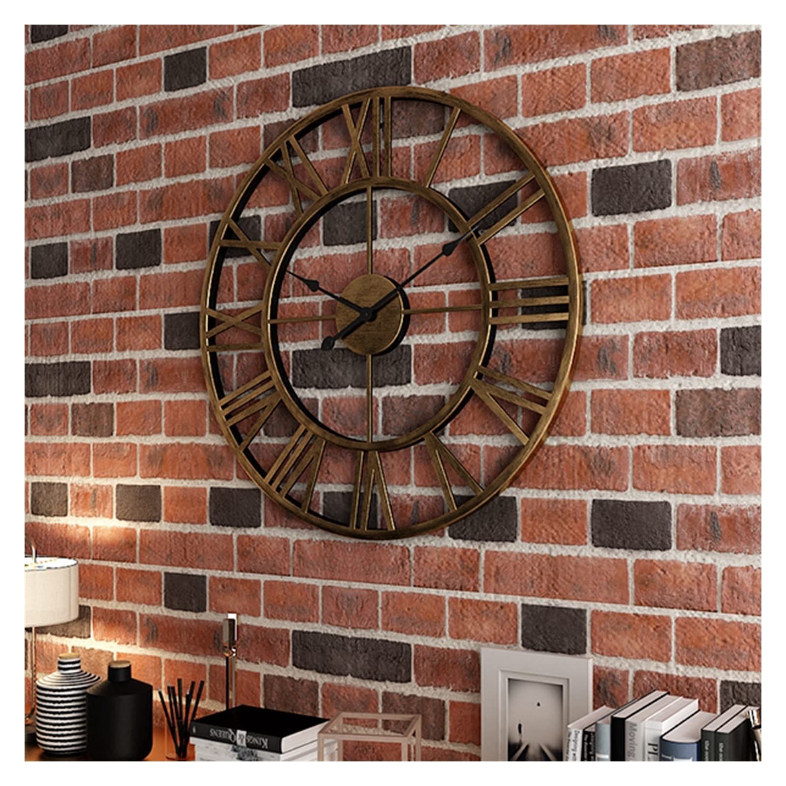 Saturey Relojes de Pared Metal Retro 6 0cm Reloj de Pared Grande Estéreo Número Romano Mute Reloj de Pared Decorativo Relojes de Pared Salon