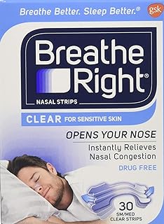 Breathe Right Nasal Strips Clear Small/Medium 30 Count (Pack of 2)