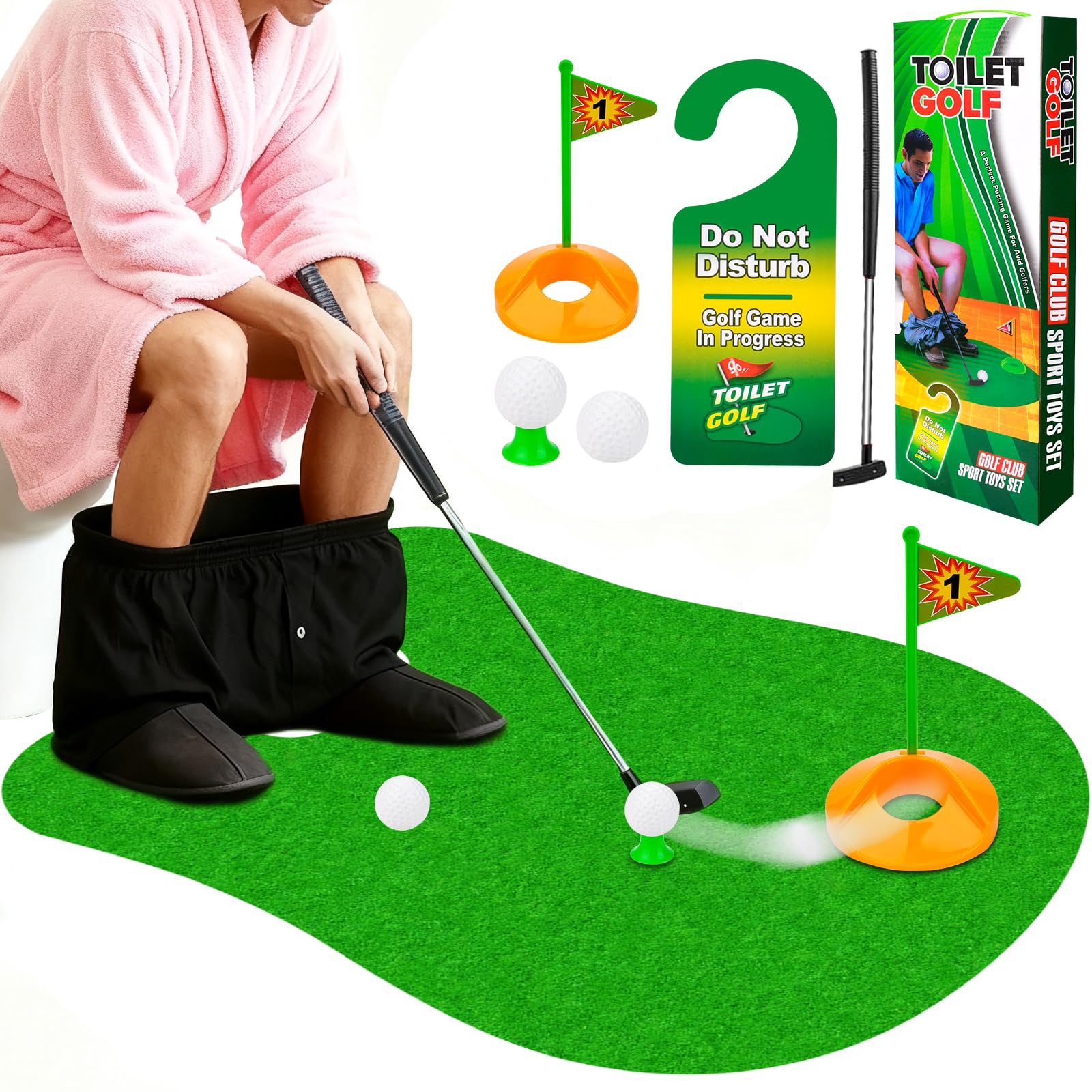 Pipihome Golf Game Set 6 Piezas Mini Golf Accesorios Funny Adulto Niños Minigolf Regalos Hombres con Palo Tapete Putting Bolas